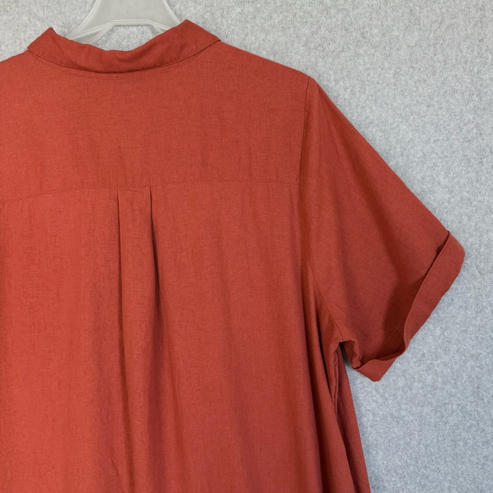 Old Navy Shirt Dress XL Tall Orange Linen Blend Button Up Beachy Boho READ - Picture 11 of 16